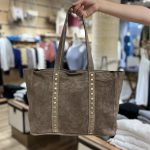Bolso Shopper Tachuelas Ante Marrón
