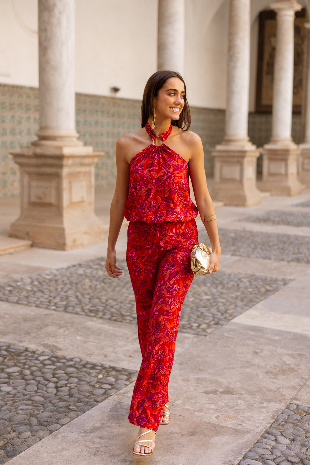 Pantalón Campana Talle Alto Rojo