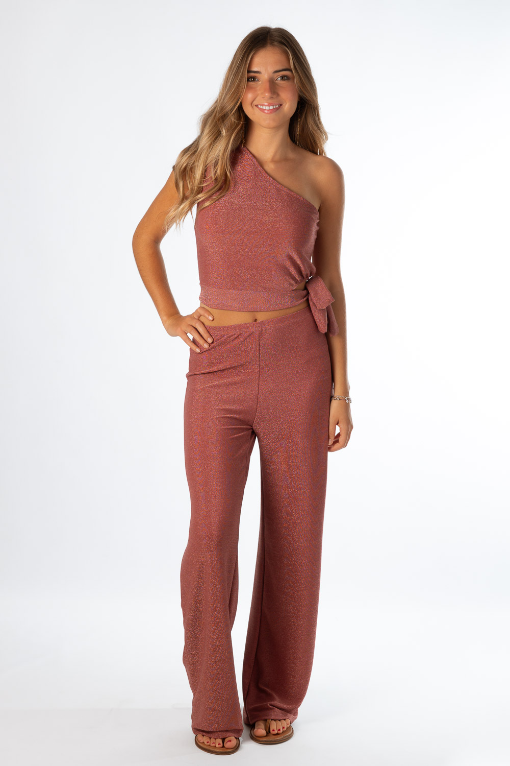 Pantalón Elástico Glitter Rosa