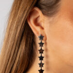 Pendientes Largo Estrellas Plateado