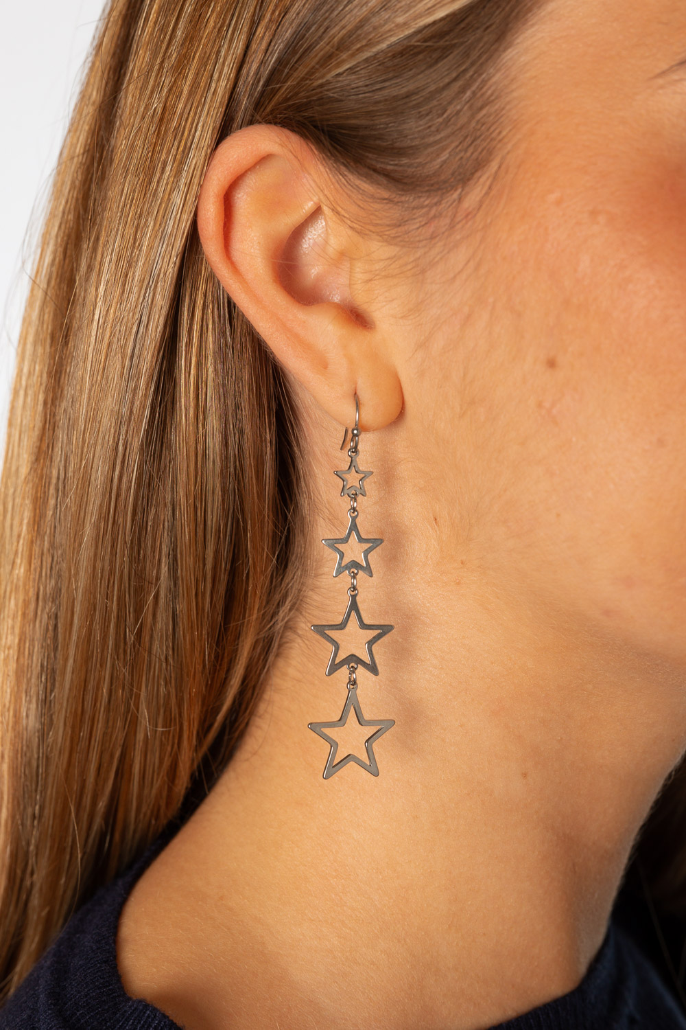 Pendientes 4 Estrellas Desiguales Plata