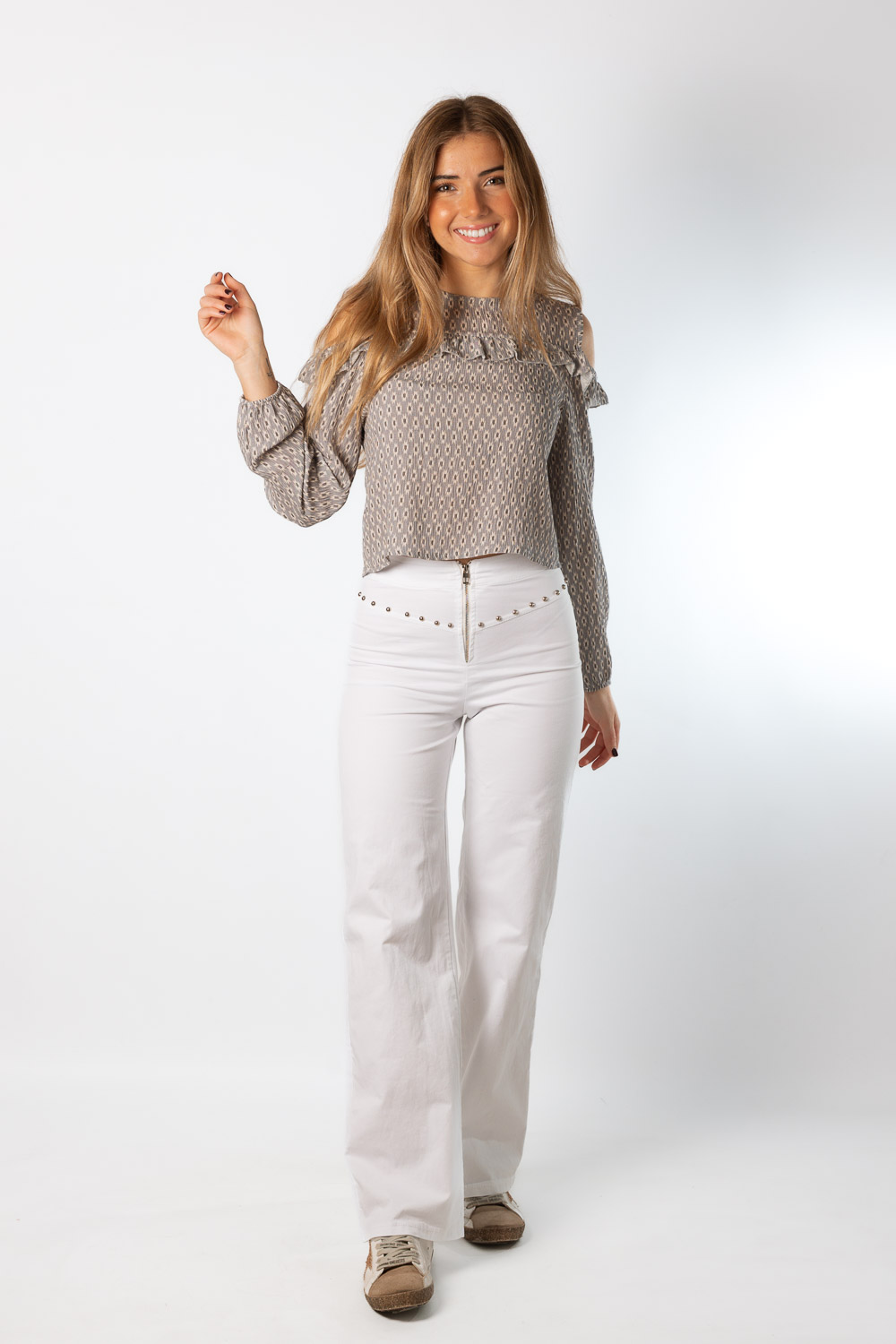 Pantalón Línea Tachuelas Blanco