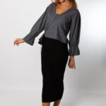 Falda Midi Punto Basic Negro
