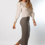 Falda Midi Punto Basic Gris