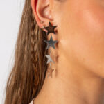 Pendientes 4 Estrellas Grandes Plata