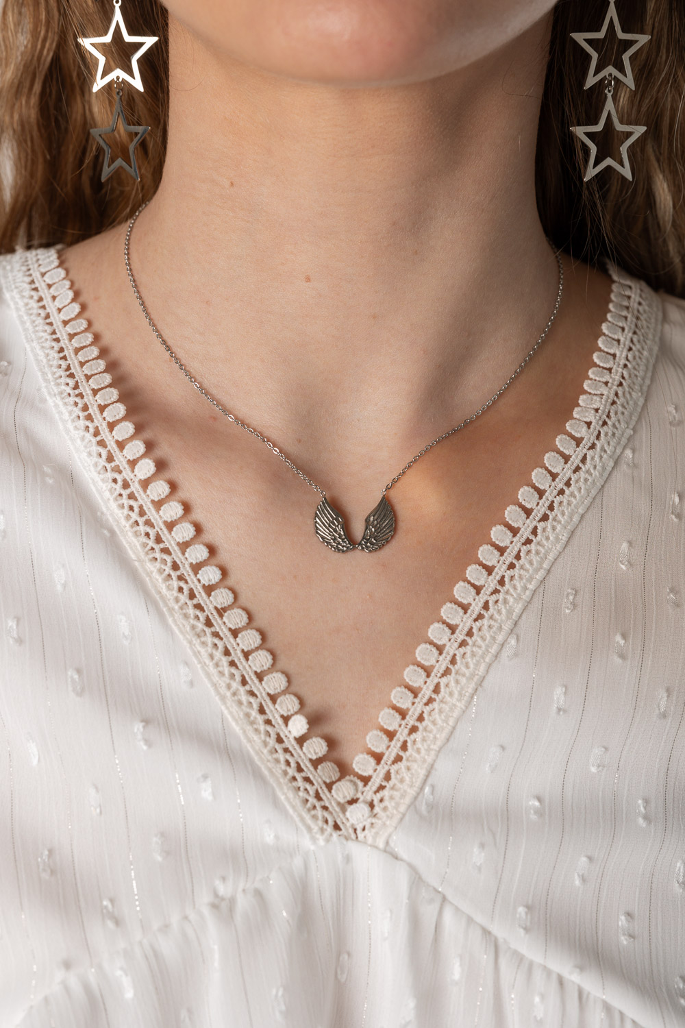 Collar Alas Plateado