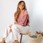 Blusa Acordeón Lazada Detalle Rosa