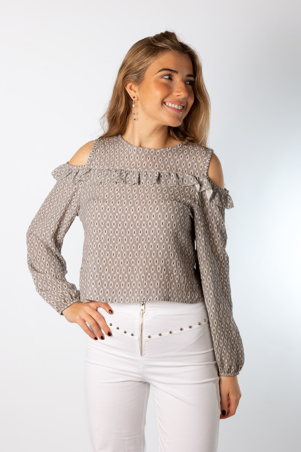 Blusa Aberturas Maya Gris