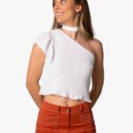 Top Essential Asimétrico Cinta Blanco