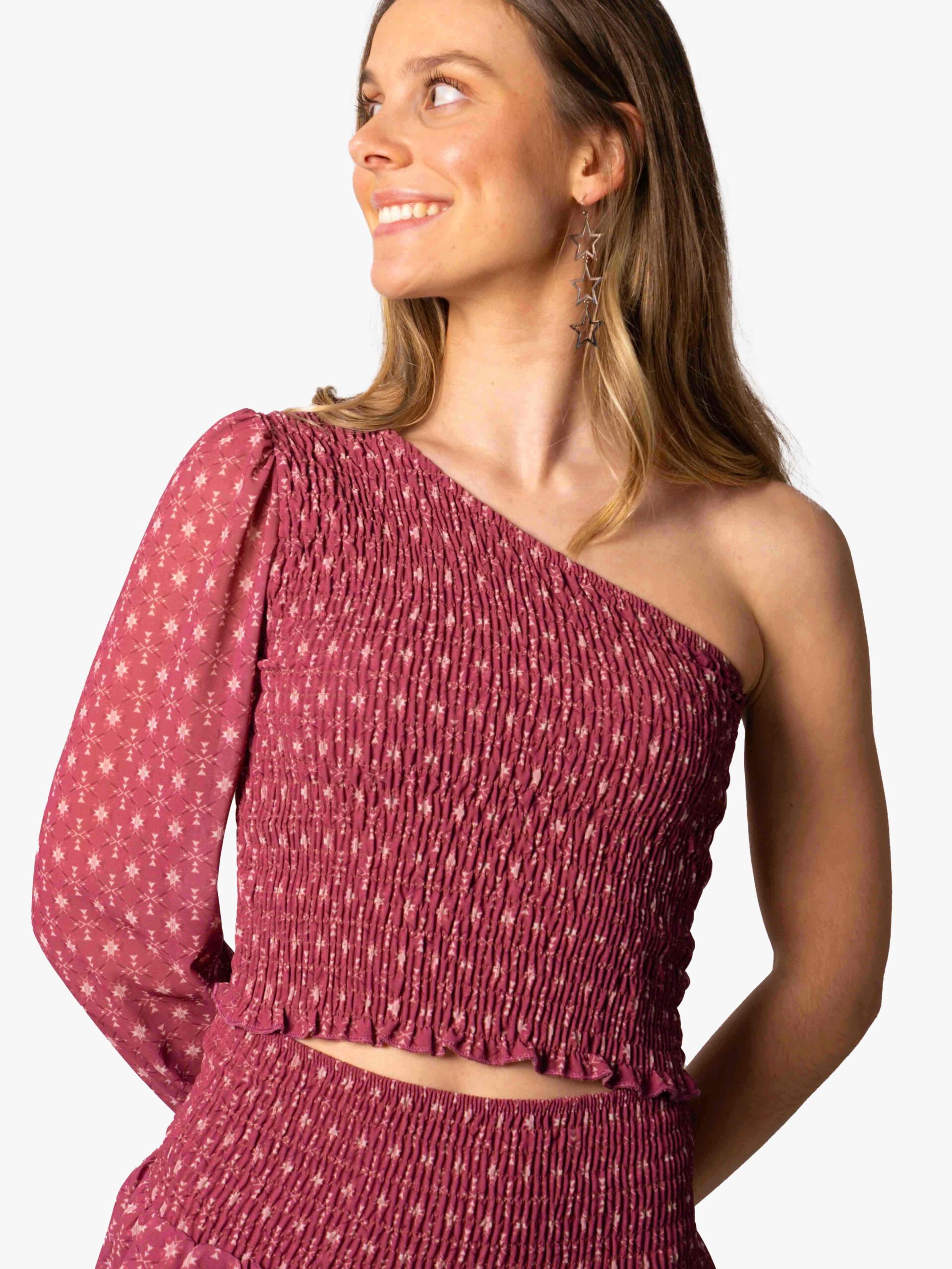 Top Asimétrico Fruncido Indie Blush