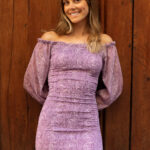 Vestido Bardot Paisley Lila