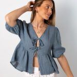 Blusa Babe 100% Lino Azul