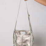 Bolso Flecos Piel Plata
