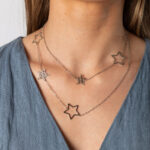 Collar Doble Maxi Estrellas Plata
