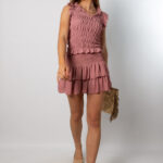 Falda Bambula Doble Volante Rosa