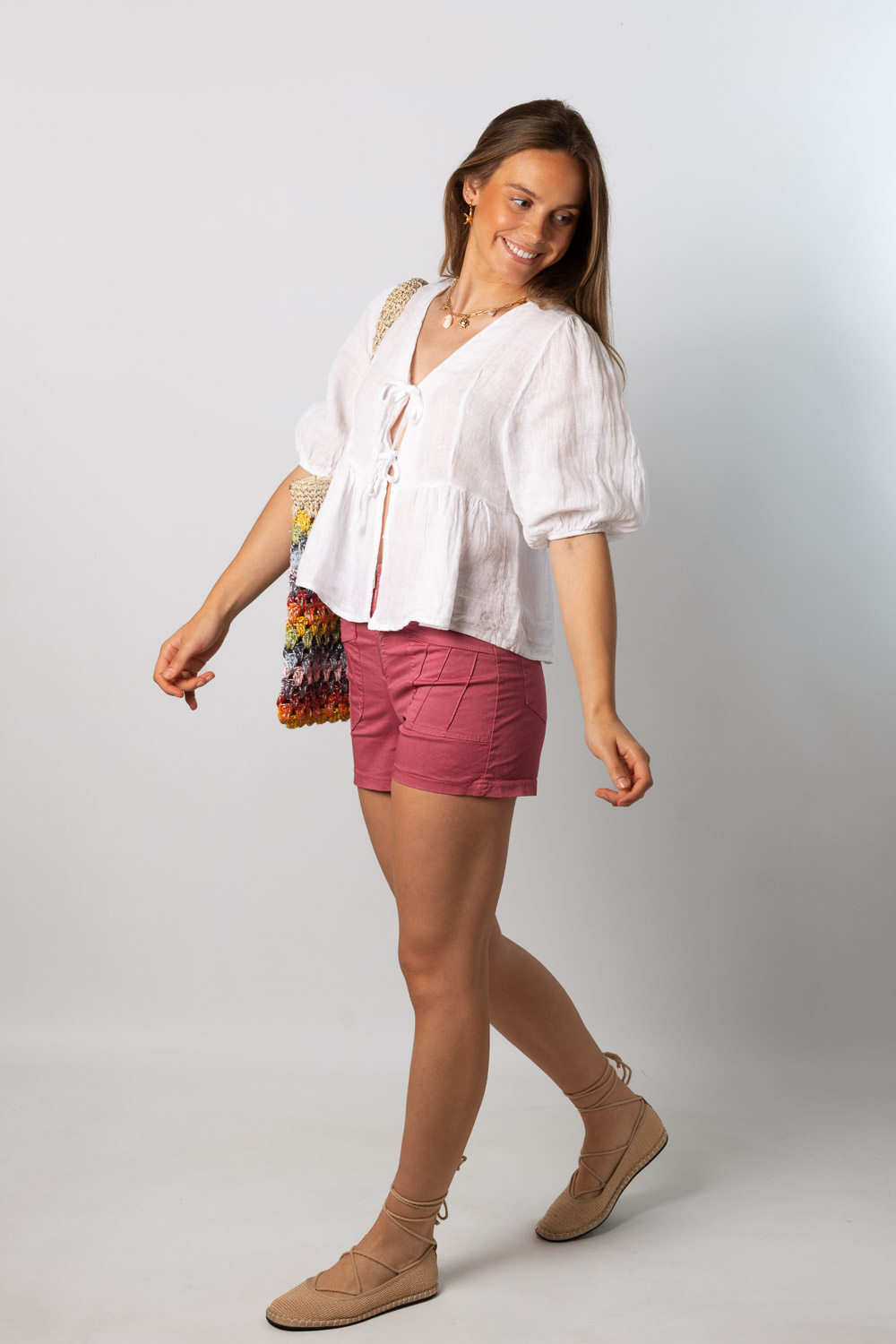 Short Cremallera Bolsillos Rosa