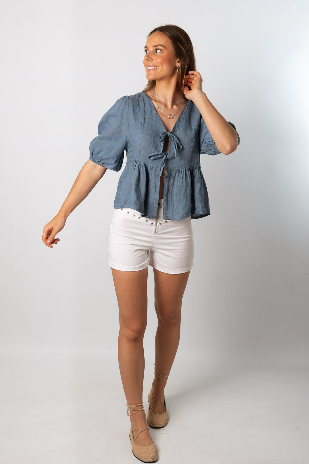 Short Cremallera Stars Blanco