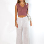 Pantalón Lino Troquelado Blanco