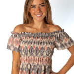 Top Bardot Estampado Gris