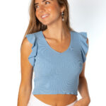 Camiseta Punto Volantes Azul