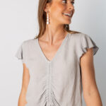 Blusa Acordeón Corta Gris