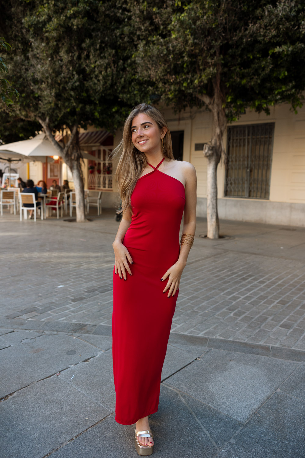 Vestido Punto Halter Rojo